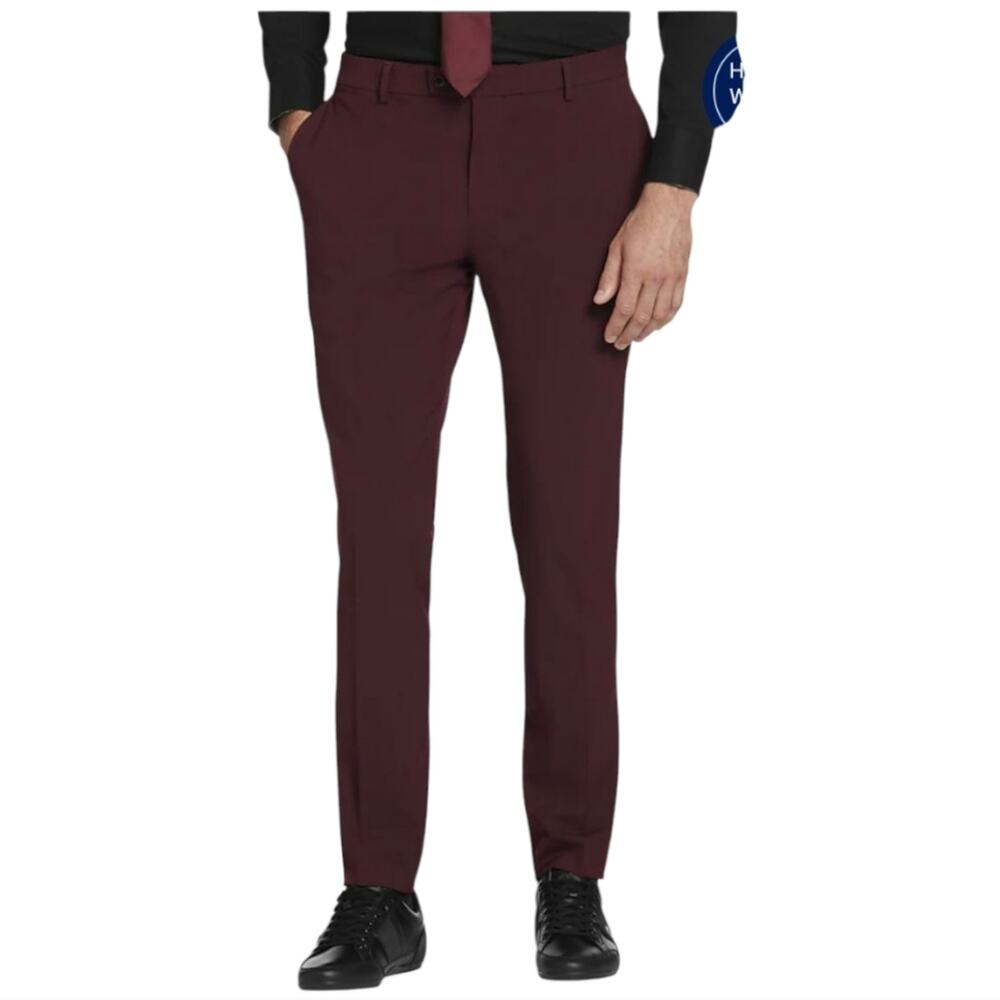 Ted Baker Burgundy Men's Flat Front‎ 100% Wool Lightweight Dress Pants 50 X 36